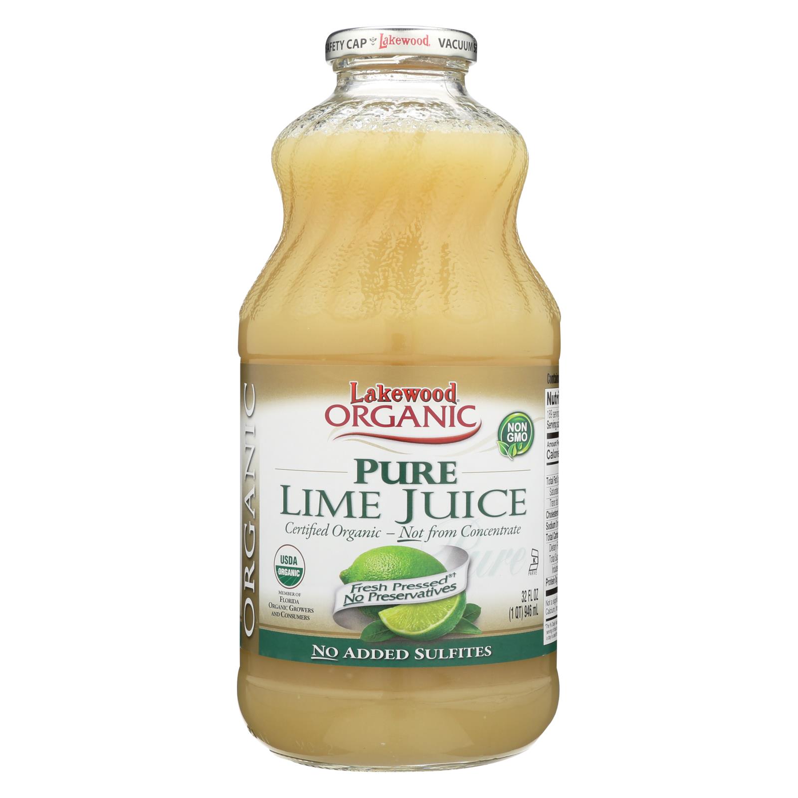Lakewood Organic Juice Pure Lime Case of 6 32 fl oz. Walmart