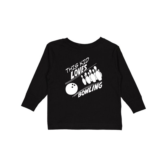 Inktastic This Kid Loves Bowling Boys or Girls Long Sleeve Toddler T-Shirt