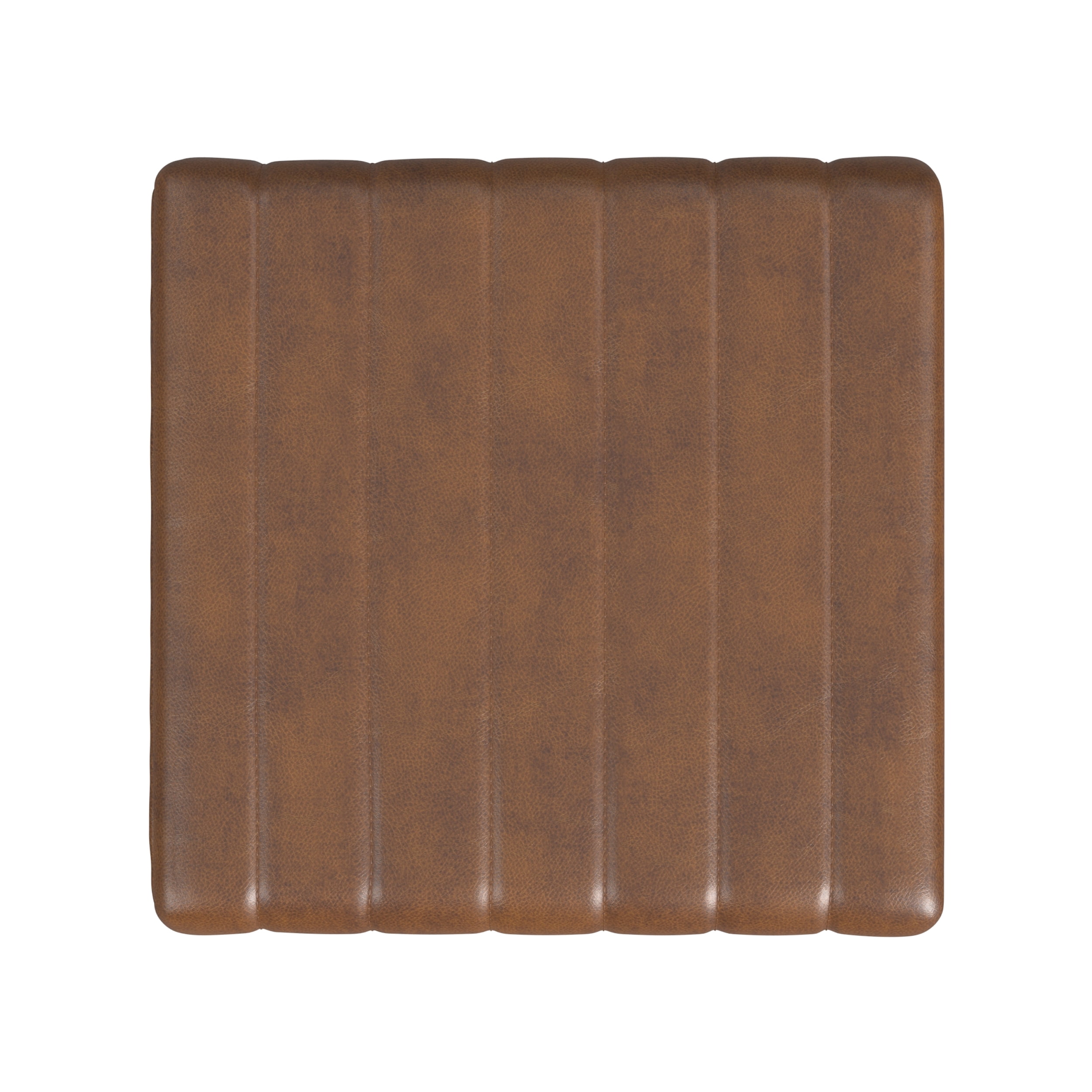 HomePop Modern Channel Ottoman, Brown Faux Leather