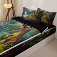 thumbnail image 3 of Homewish Vintage Dino Zipper Twin Comforter Sets with Fitted Sheet and 2 Pillowcases,Jungle Wildlife Zipper Bedding Set,Green,Black Reversible,4pcs, 3 of 8