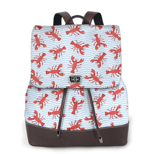 Disketp Cartoon Lobsters 1 Mochila de Cuero para Mujer, Bolso de Espalda Antirrobo con Estilo para Viaje, Trabajo y Uso Diario