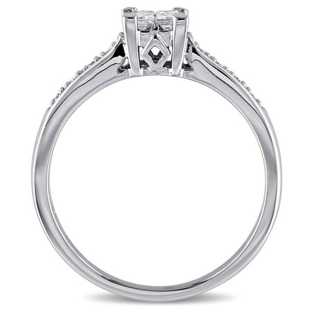 1/4 Carat T.W. Princess and Round-Cut Diamond Engagement Ring in 10kt White Gold