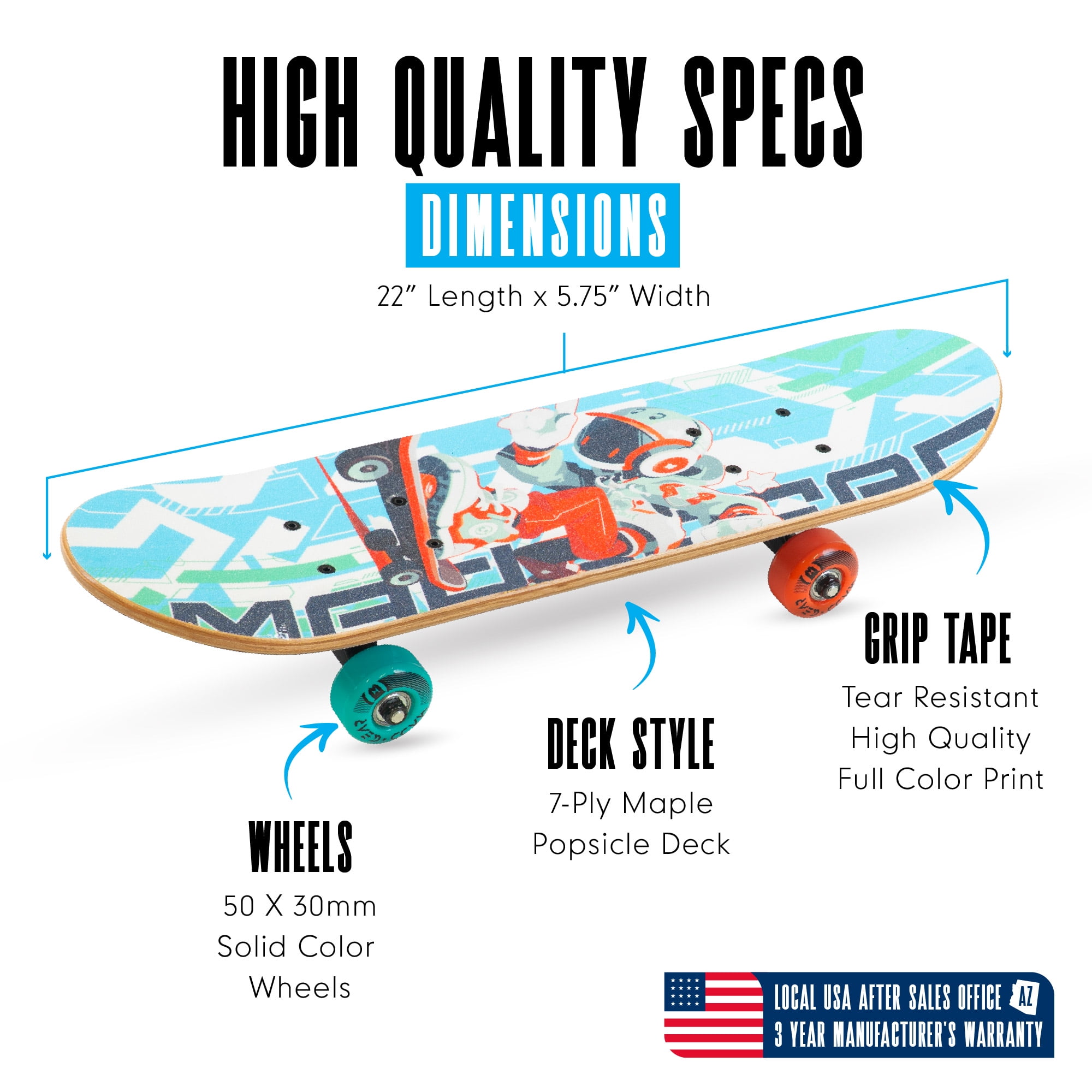 Madd Gear Mini Cruiser Skateboard for Kids and Teens – Lightweight