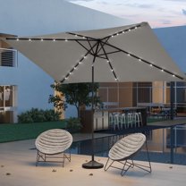 CHYVARY 10 x 6.5ft LED Outdoor Patio Umbrella Rectangular Outside Table Umbrella for Deck, Poolside and Patio, Gray
