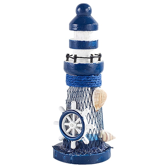 Sea Wind Wooden Mini Lighthouse Ornament, Handcrafted Nautical Home Decor Tabletop Decoration, Coastal Gift for Beach Lovers