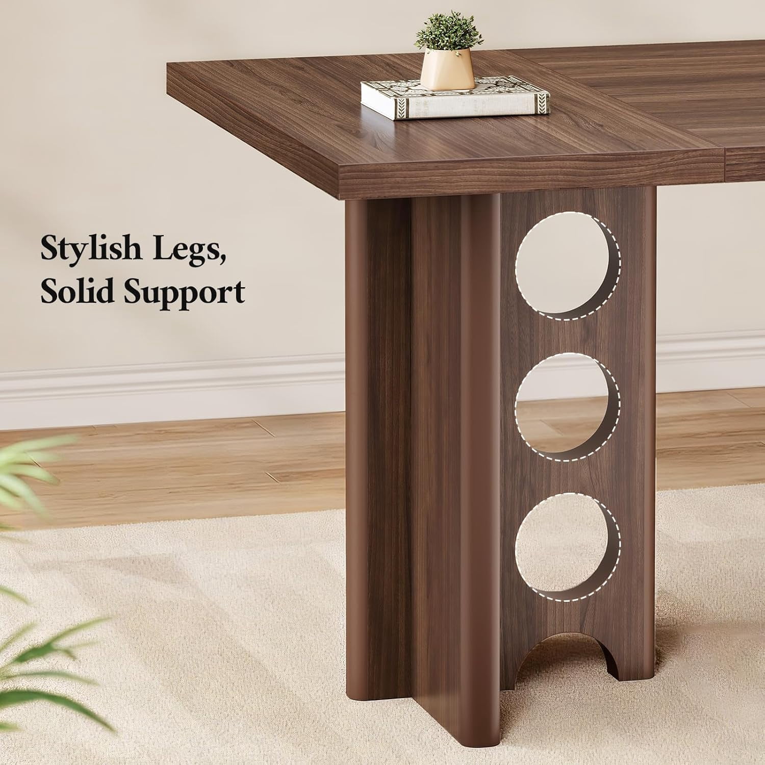 63 Inch Executive Desk with Power Outlet, Modern Computer Office Desks, Large Laptop Desk Writing Table Workstation Business Furniture for Home Office, Brown