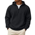 thumbnail image 3 of Sorvello Men's Fleece Big and Tall Hoodie Quarter Zip Fuzzy Sweatshirt Classic Warm Comfy Athletic Work Casual Fall Winter Top for Men Black L, 3 of 8