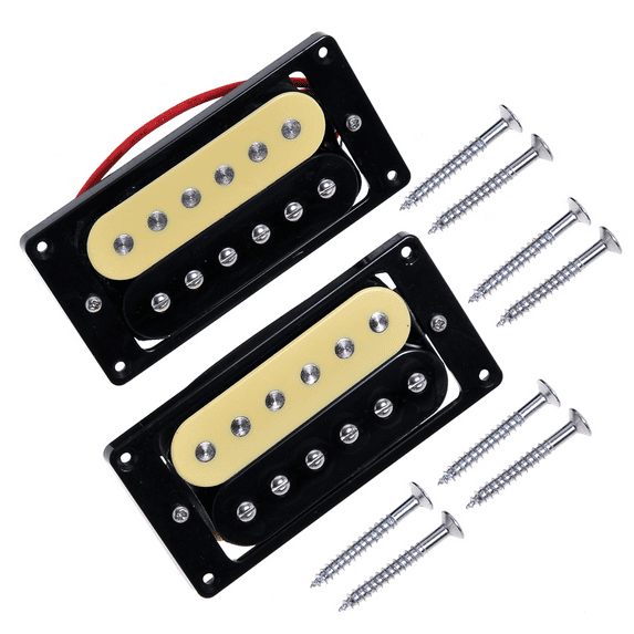 Kmise Zebra Faced Humbucker Double Coil Pickups For Electric Guitar Pickup (Black & Cream)