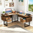thumbnail image 2 of Gymax 59'' L-shaped Computer Desk w/ Charging Station Corner Desk Sturdy Metal Frame, 2 of 10