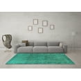 thumbnail image 3 of Ahgly Company Machine Washable Indoor Rectangle Oriental Turquoise Blue Industrial Area Rugs, 4' x 6', 3 of 4