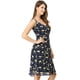 thumbnail image 3 of Vestido de verano ajustado y acampanado de flores con tirantes de espagueti y cuello en V para mujeres INSPIRE CHIC, azul, XS, 3 of 8