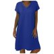thumbnail image 1 of Vestido midi de lino con cuello en V y manga corta para mujer - Ropa informal de playa - Poliéster y spandex - Tallas S-XXL, 1 of 6