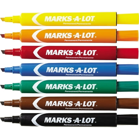 Avery Blue Markers - Avery Marks-A-Lot Large Desk-Style Permanent Marker, Chisel Tip, Assorted, 12/Set