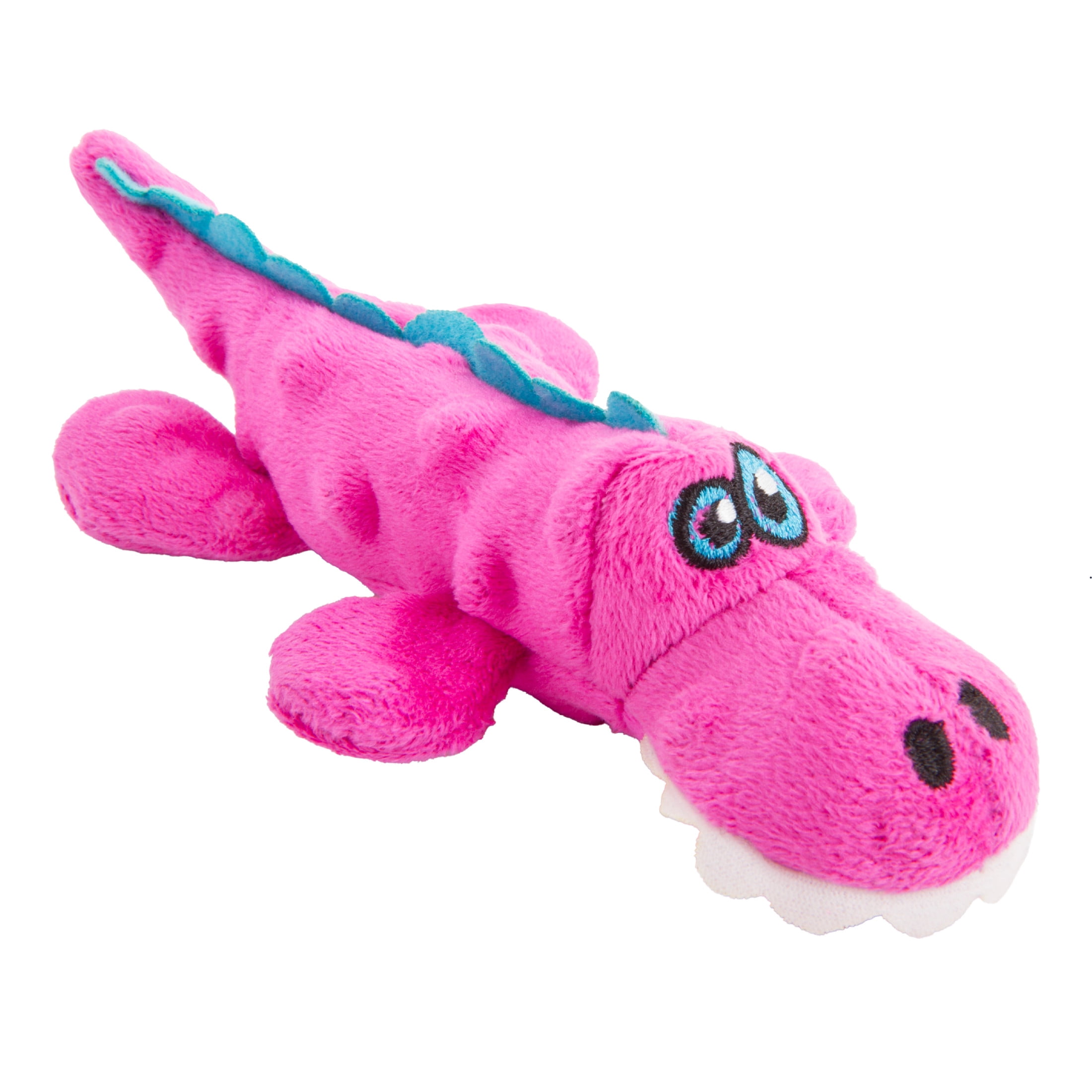 goDog Mini Chew Guard Squeaky Plush Dog Toy Bundle, Purple Dino and Pink Gator, Durable Interactive Chew Toys for Small Dogs, Puppies, Teething and Toy Breeds, 2pk