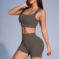 thumbnail image 2 of mgoYE Gym Sets Woman Workout Sets for Women 2 Piece Seamless Ribbed Crop Tank High Waist Shorts Yoga Outfits(Brown,S), 2 of 4