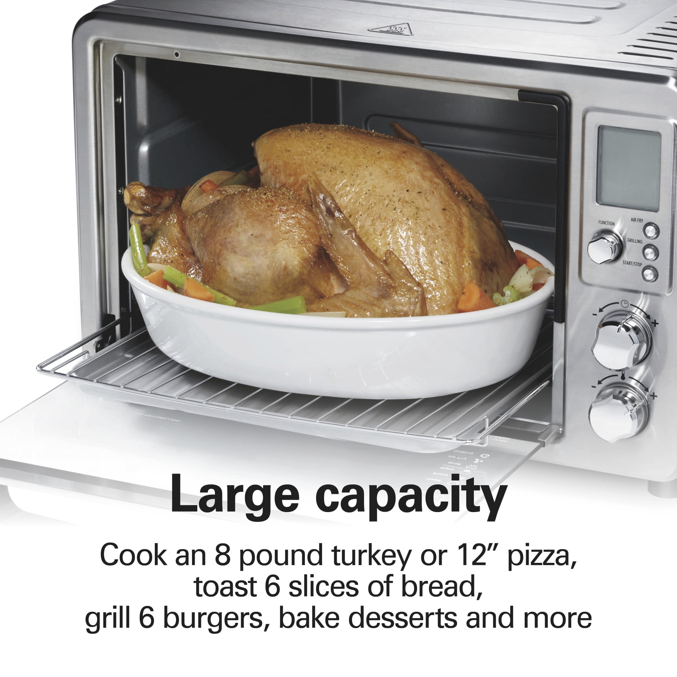 Hamilton Beach 6-in-1 Air Fryer Toaster Oven Combo & Electric Indoor Grill with Sure Crisp Technology, Stainless Steel