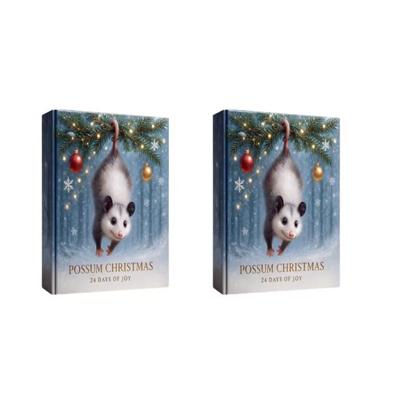 RICHMJ Possum Christmas Advent Calendar - 24 Days of Joy with Cute Opossum Ornaments,2d Acrylic Cute Opossum Ornaments,Surprise Christmas Countdown Calendar,Festive Holiday Decor (2PCS)