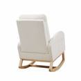 thumbnail image 4 of HLONK High Back Side Pockets Flannel Wooden Indoor Rocking Chair Beige, 4 of 5