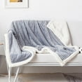 thumbnail image 2 of Double-Layer Sherpa Flannel Blanket - Solid Stripe Quilted AC Nap Throw, Thicken & Machine Washable - 50x60/60x80/80x90, 2 of 8