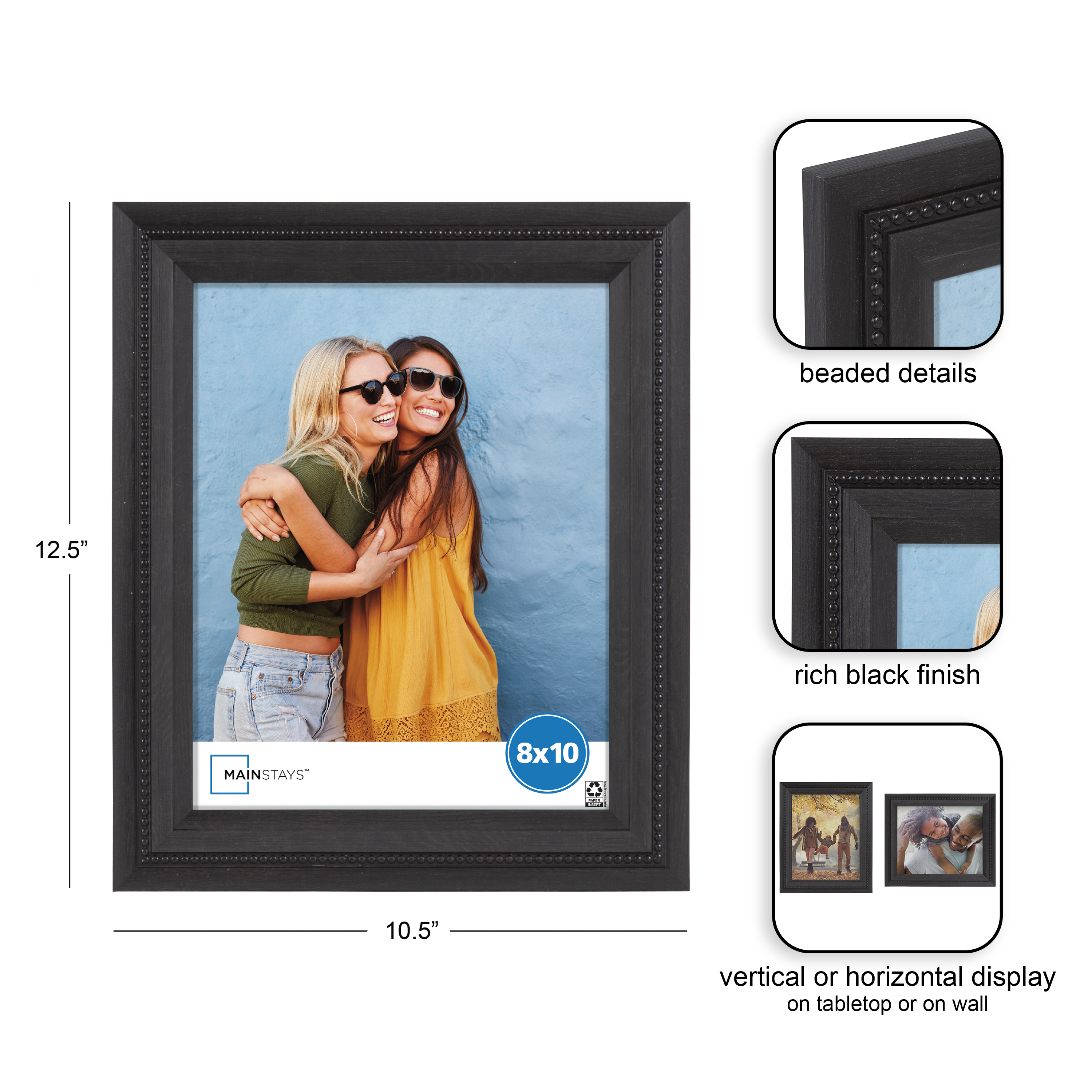 Mainstays 8 x 10 Black Beaded Tabletop Picture Frame photo 8