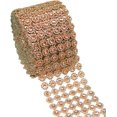 thumbnail image 1 of HUGFEGWE 4" x 10 Yards (30 ft 6 Rows) Bling Rhinestone Diamond Flower Shape Mesh Wrap Roll Faux Rhinestone Crystal Ribbon for Wedding, Cake, Vase Decorations, Party Supplies (Rose Gold UA824-25155, 1 of 6