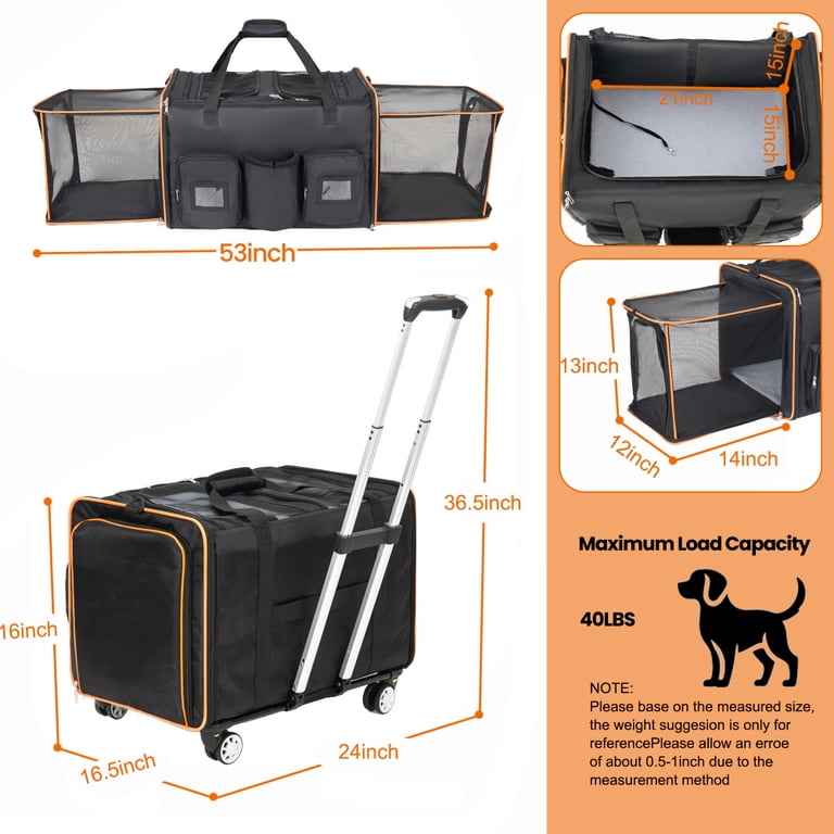 はる　KARE 本革張り トラベルバー　ワインキャビネット｜希少モデル 2-in-1 Rolling Pet Carrier for 2 Cats – Expandable Double Cat