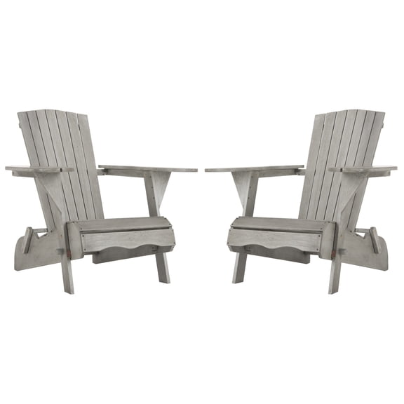 Safavieh Breetel Outdoor Chairs w/ Wine Glass Holder, Set of 2-Grey