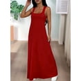 thumbnail image 6 of Women'S Two-Piece Sleeveless Square Neck Tank Maxi Dress with Built-in Crop Top Red XL, 6 of 9
