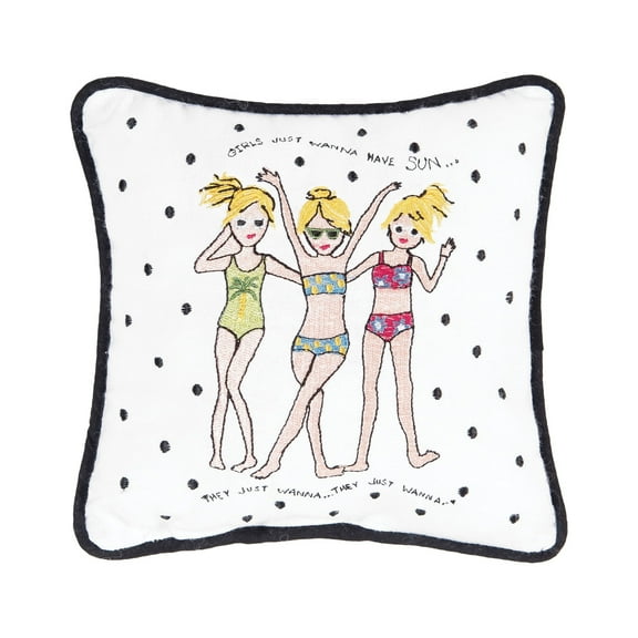 Just Want To Have Fun Embroidered Small Petite Accent Pillow 8" x 8"