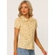 thumbnail image 2 of INSPIRE CHIC Blusa con estampado floral retro con cuello Peter Pan para mujer Amarillo M, 2 of 5