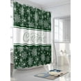 thumbnail image 3 of Green Christmas Snowflake Extra Long Shower Curtain Set, Waterproof Shower Curtains for Bathroom, Xmas Snowflake Winter Striped Washable Fabric Cloth Bath Curtain for Bathtub with Hooks 72x96 Inches, 3 of 6
