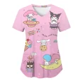 thumbnail image 4 of RWJDXD RWJDXD Uniforme d'Infirmière, Blouses Hello Kitty pour Femmes, Imprimé Cartoon, Manches Courtes, Poches, Uniformes Médicaux, 4 of 6