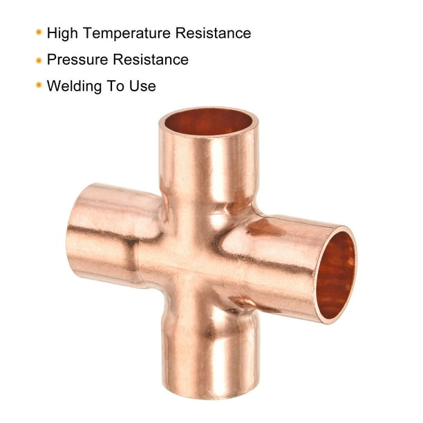 Unique Bargains 15mm x 1mm 4 Ways Copper End Feed Equal Cross Pipe