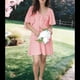 thumbnail image 4 of Vestido Mini Elegante con Escote en V Profundo y Lazo en Color Rosa XL, 4 of 8