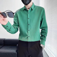 thumbnail image 5 of Camisas y blusas negras de manga larga a rayas blancas para hombre, estilo coreano, tallas grandes, ropa de diseñador social asiático genial, 5 of 5