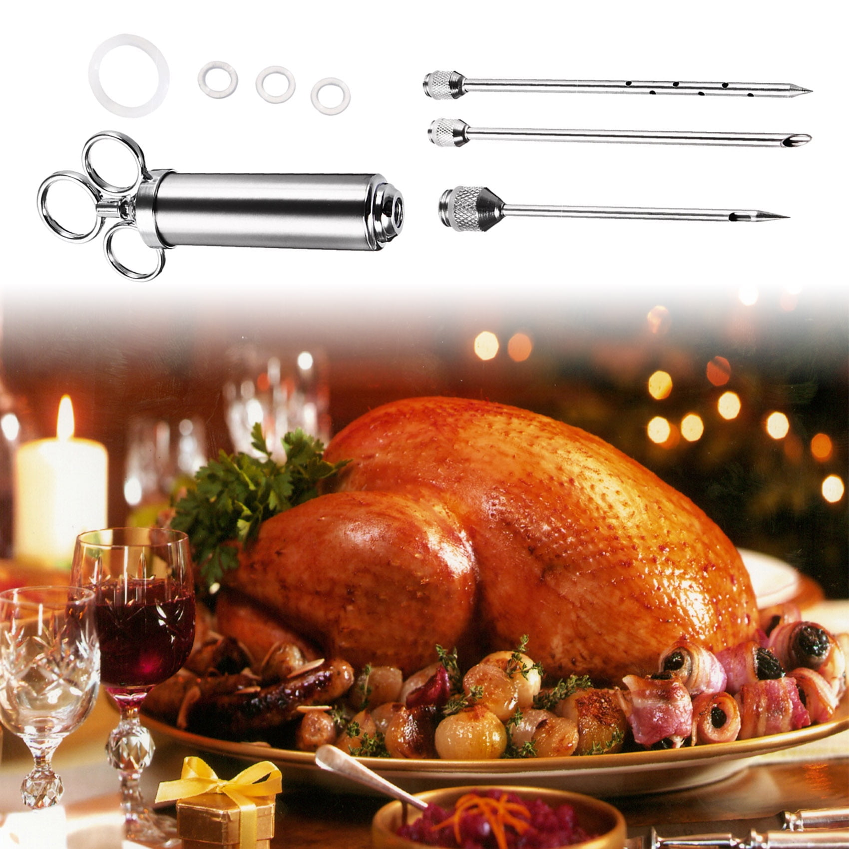 TC-Home Turkey Flavor Injector, Meat Injector, Stainless Steel 304 Marinade Injector Syringe