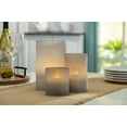 thumbnail image 2 of LED 3.5"D X 6"H Hand-Poured Wax Candle In Gray Frosted Glass. Next Gen LED Flame Patented Technology w/ Adjustable Brightness Control. 2 C Batteries (Not Included). Multi Timer Function, 4, 6 & 8 hour, 2 of 2