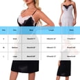 thumbnail image 3 of JSGEK Women Contrast Lace Trim Spaghetti Strap Chemise Dress Satin Fabric Nightwear Lingerie Set White S, 3 of 5