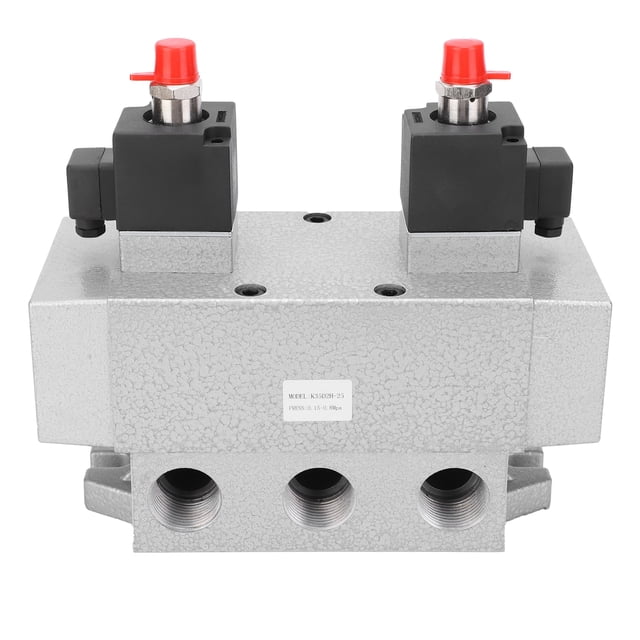 Electroválvula de aire de doble bobina, control electrónico, 3 posiciones, 5 vías, G1 pulg., 0,15-0,8 MPa, K35D2H-25DC24V