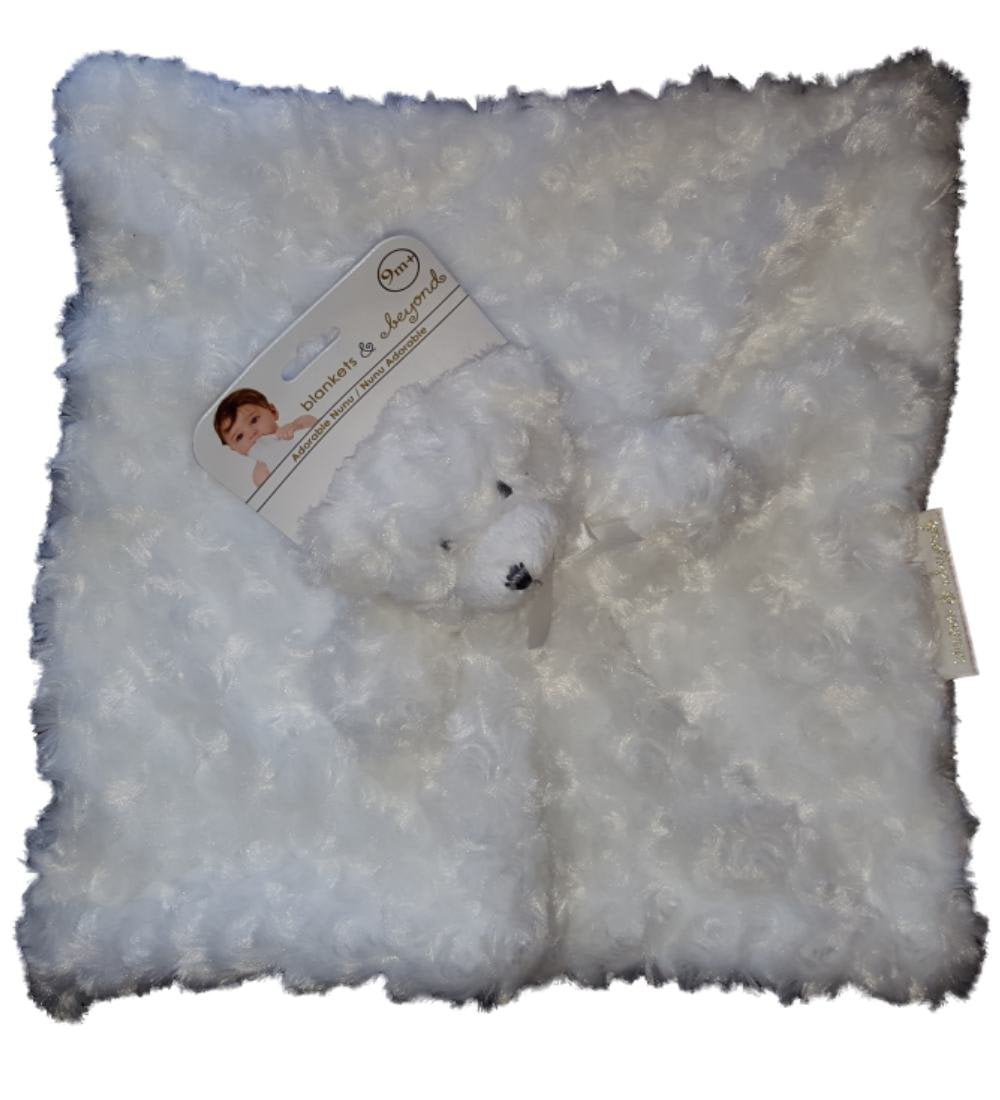SECURITY BLANKET BEYOND PUPPY DOG BLUE SHERPA LT GRAY NOSE PACI HOLDER SQUARE 