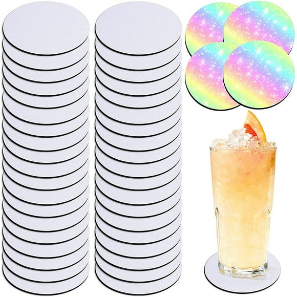 Round Sublimation Blank Coaster Sublimation Blank Coaster Sublimation Heat Transfer Coaster Hot Pressed Coaster 16Pcs