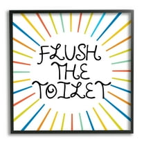 Stupell Industries Kids' Flush The Toilet Bathroom Rules Rainbow Stripes Typography Painting Black Framed Art Print Wall Art, 12 x 12