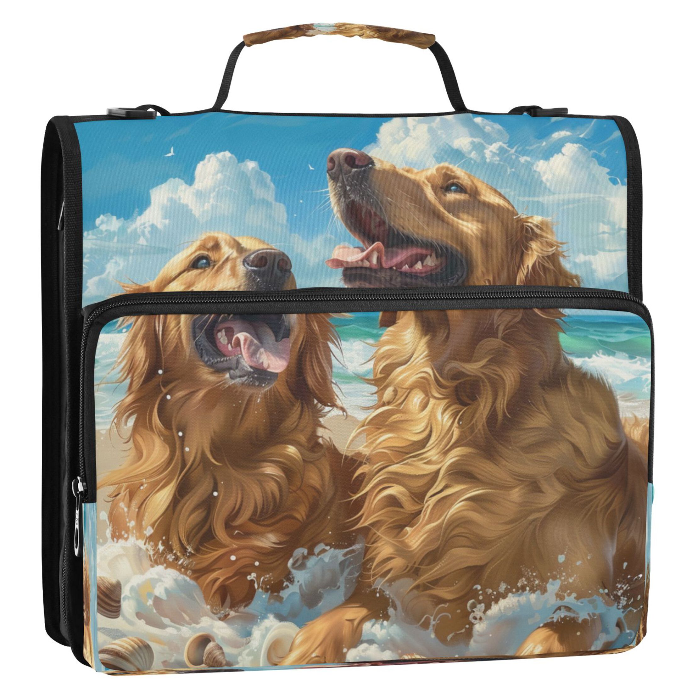 YAZAOO Zipper Binder trapper keeper Documents Organized Design Beach Buddies Having Fun Printed