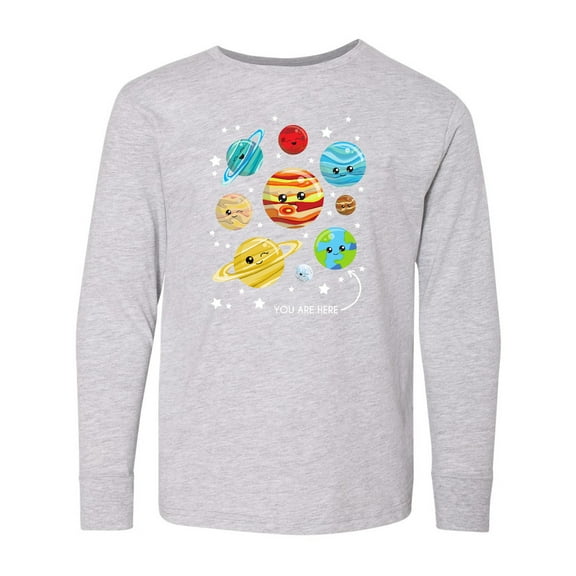 Inktastic Cute Planets, Kawaii Planets, Space, Cosmos, Stars Long Sleeve Youth T-Shirt