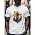 thumbnail image 4 of Anchor Rope Men's T Shirts Yellow Flame T-Shirt for Men Crew Neck Tees Cotton Tops, White, L, 4 of 7