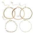 thumbnail image 1 of Juego de 5 pulseras de acero de titanio para mujeres y niñas, pulsera de cadena chapada en oro de moda., 1 of 6