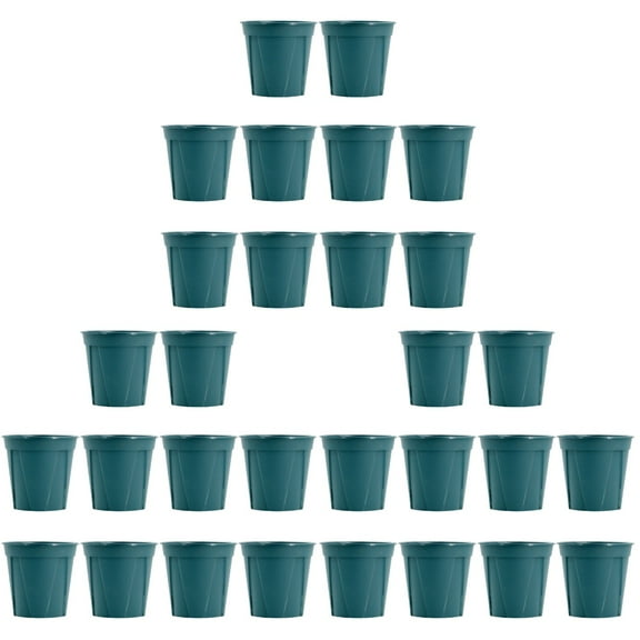 Ferencaa 30 PCS Thickened Plastic Flower Pots Round Rose Green Dill Planter for Home Office or Garden Decoration (Green)