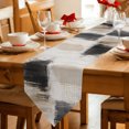 thumbnail image 2 of Black Beige Abstract Table Runner Linen Burlap Table Runner 72 Inches Long Modern Gradient Color Block Simple Dresser Scarves for Kitchen Island Coffee Dining Room Party Holiday Decoration 14"x72", 2 of 8