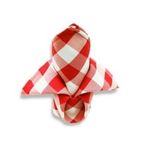 BalsaCircle 50 Pieces 15" x 15" Red White Gingham Checkered Polyester Napkins