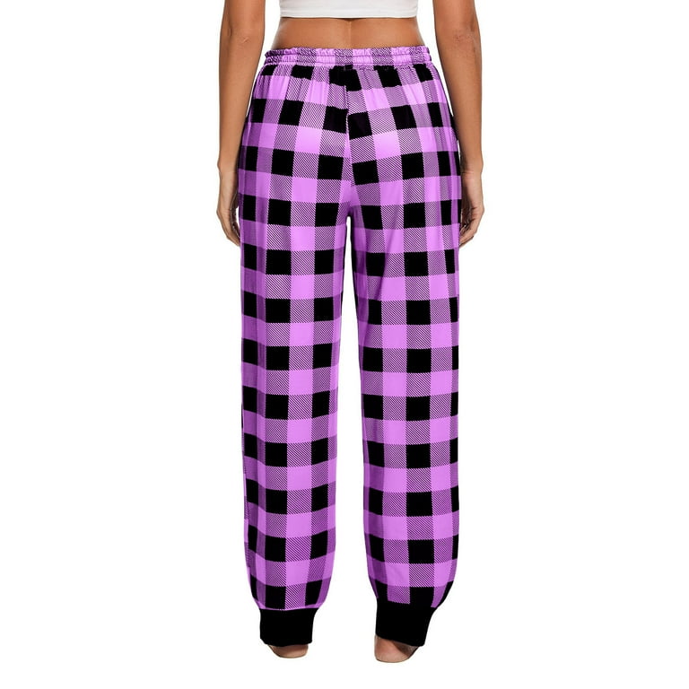 Gnurob on Sale Womens Plaid Jogger Elastic Waisted Trousers Lounge